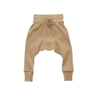 Mustard Stripe Rib Cotton Stretch Harem Pants