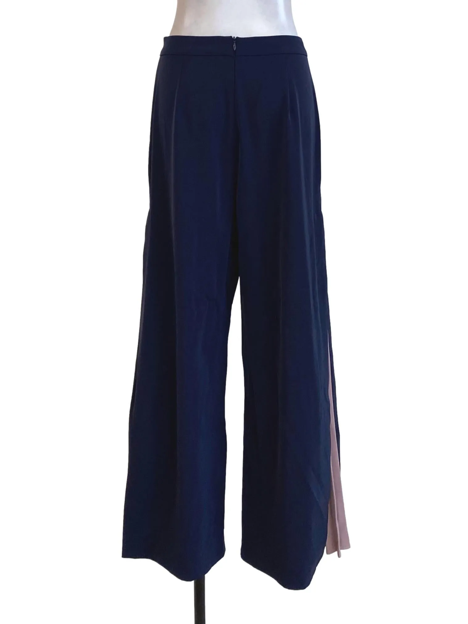 Navy Blue Pink Low Pleated Pants TCL