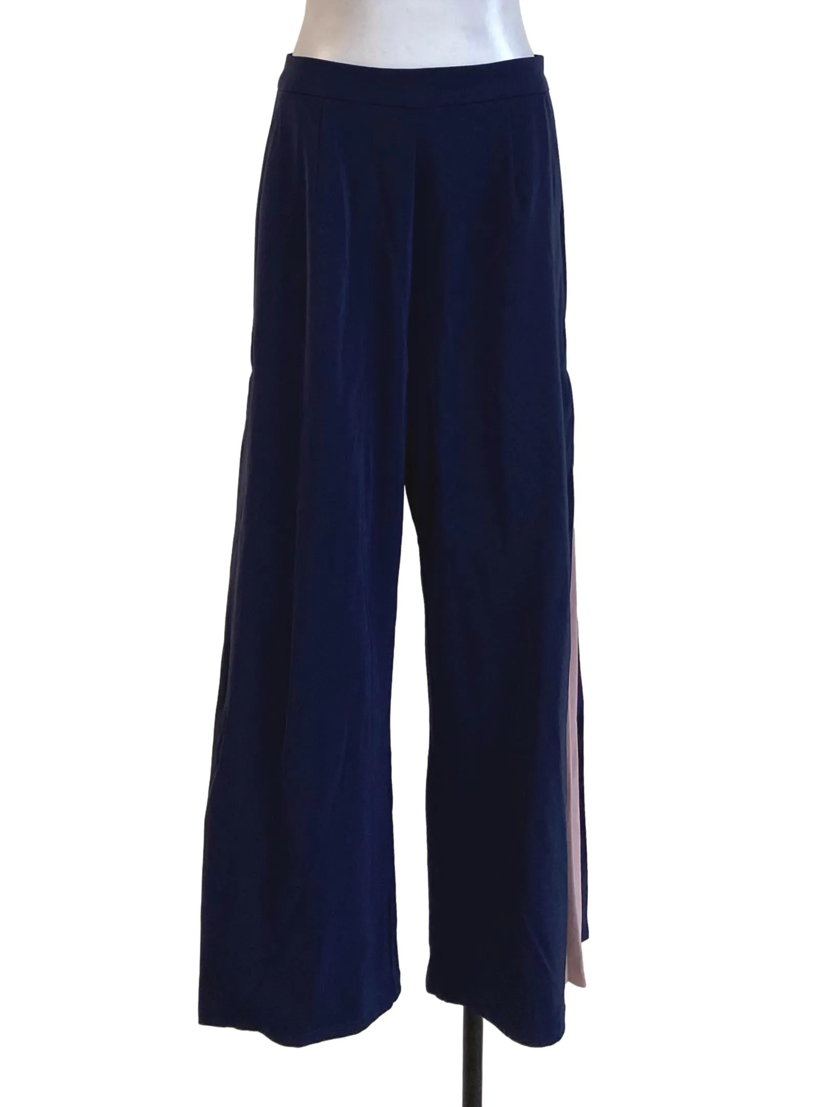 Navy Blue Pink Low Pleated Pants TCL