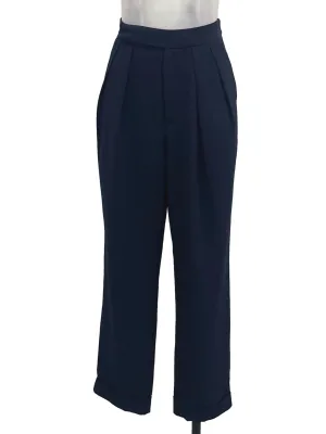 Navy Concealed Buckle Cigarette Pants OSN