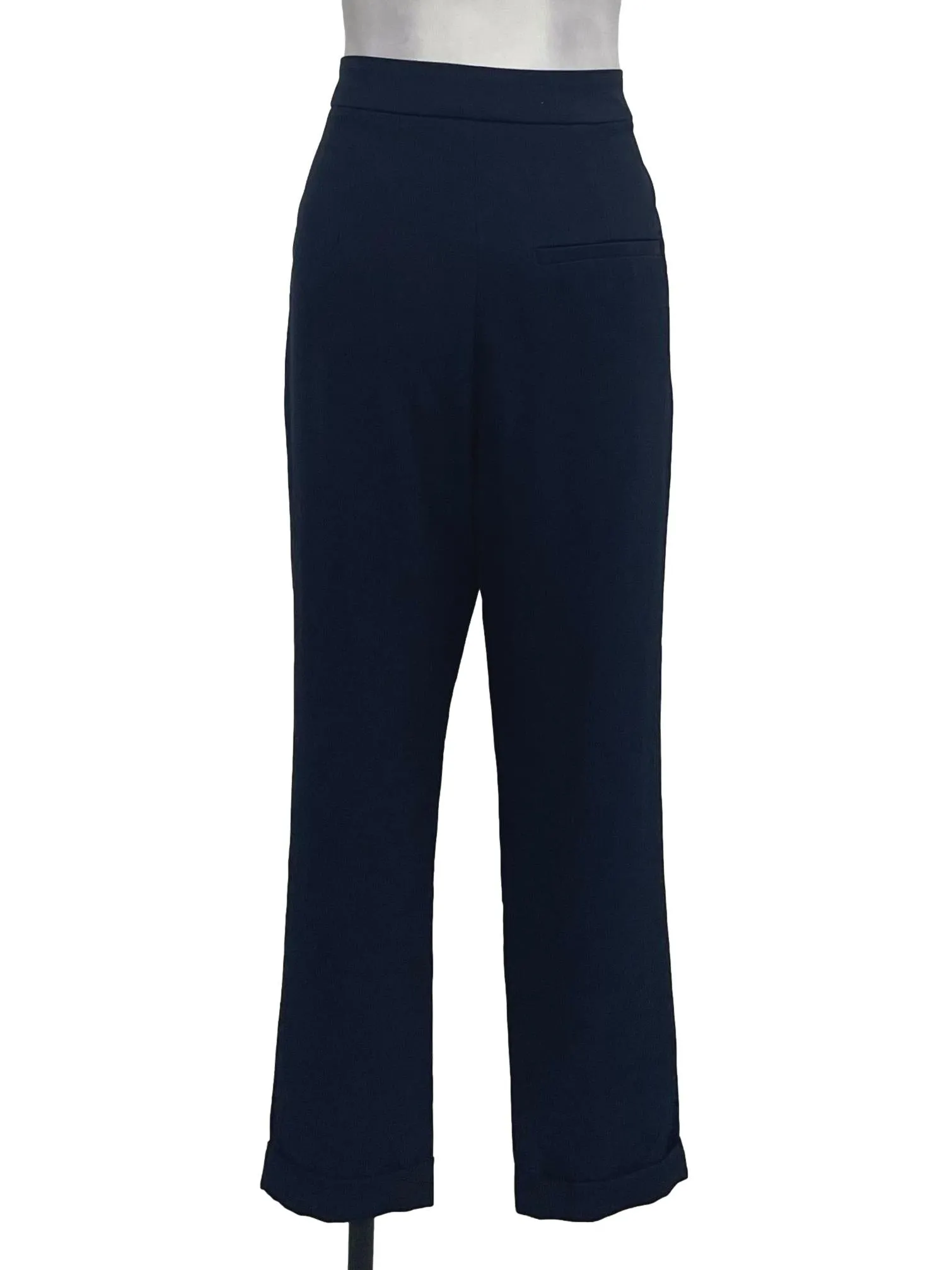 Navy Concealed Buckle Cigarette Pants OSN