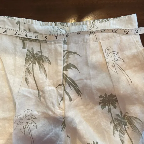 New ATM Palm Tree Print Linen Shorts Size 2 Retail $395