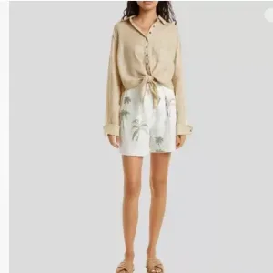 New ATM Palm Tree Print Linen Shorts Size 2 Retail $395