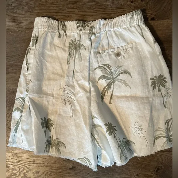 New ATM Palm Tree Print Linen Shorts Size 2 Retail $395