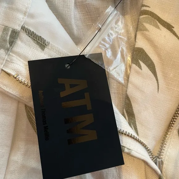 New ATM Palm Tree Print Linen Shorts Size 2 Retail $395