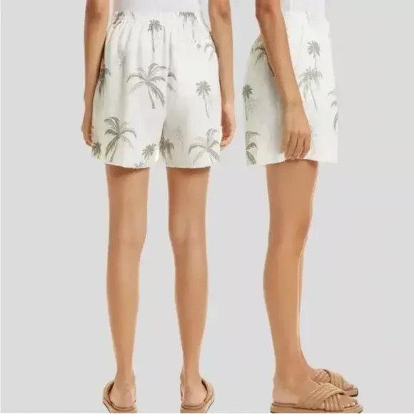 New ATM Palm Tree Print Linen Shorts Size 2 Retail $395