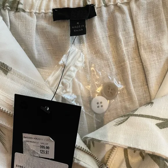 New ATM Palm Tree Print Linen Shorts Size 2 Retail $395