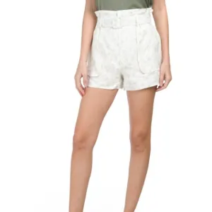 NEW BLANK NYC 100% Linen Shorts White Multi 161mn