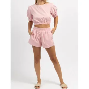 NEW DAY   MOON barcelona linen short set in pink