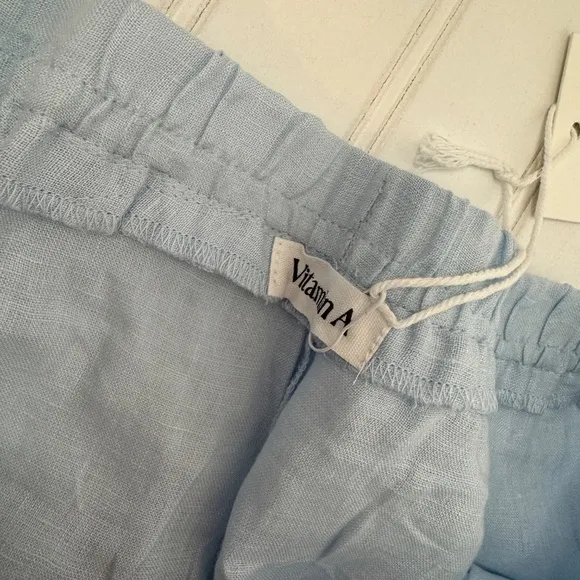 NEW Vitamin A Linen Shorts Medium Blue