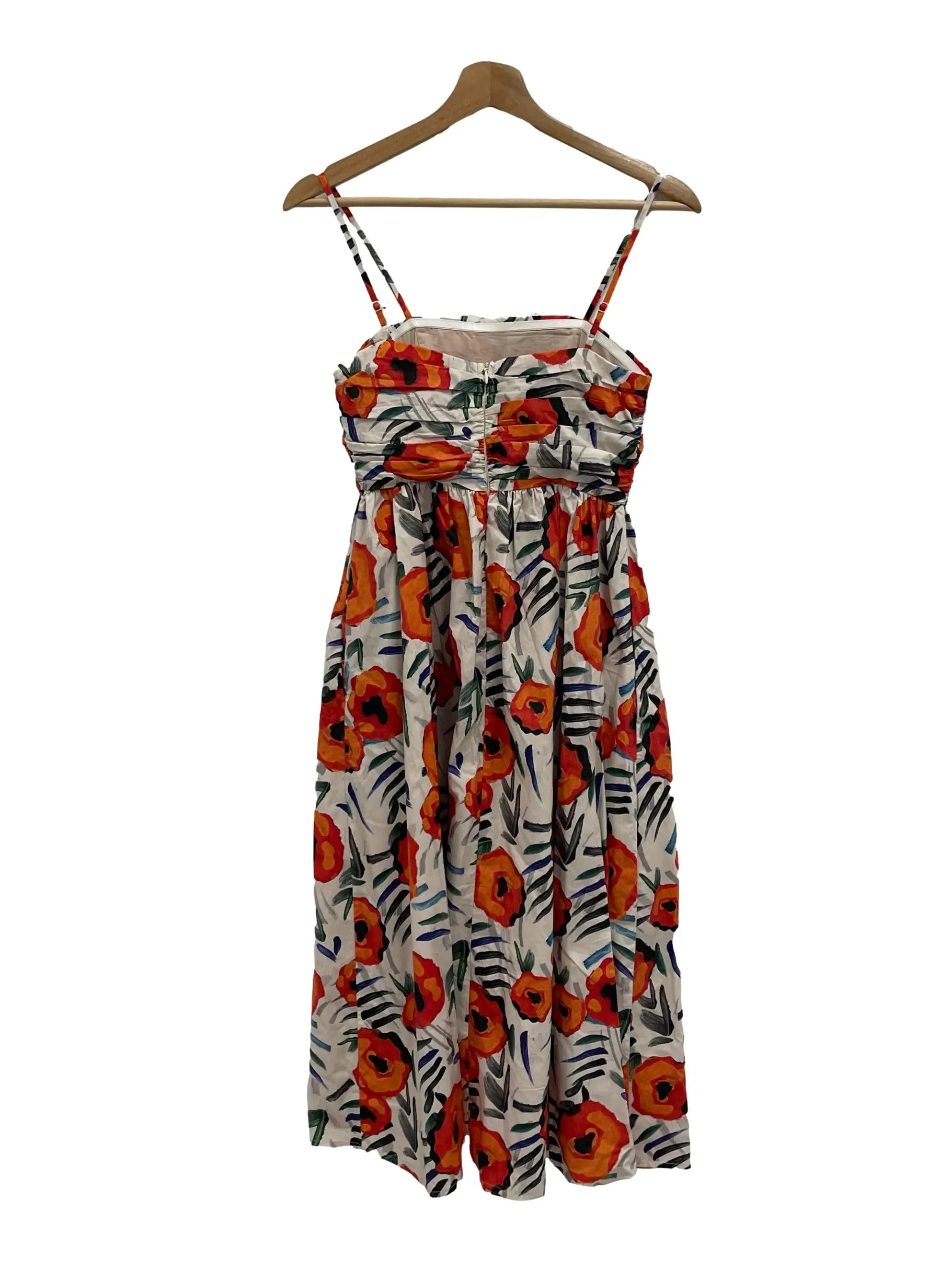 Nude Across Neck Cami Midi Dress With Orange Flowers
