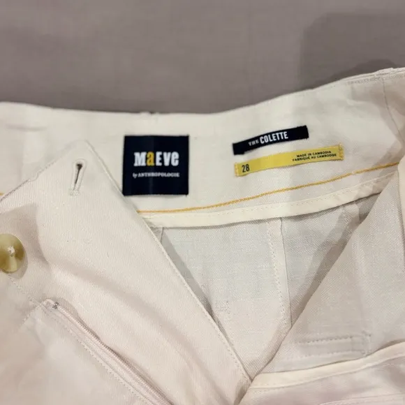 NWOT The Colette Shorts by Maeve: Linen Edition$88 Ivory Size 28 Anthropologie
