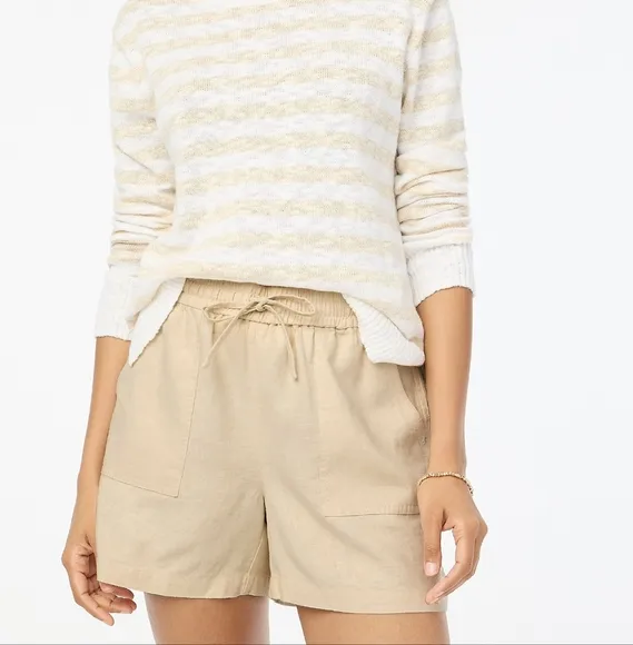NWT 2-PACK J.Crew Linen Shorts, Pull On Neutral &amp; Black Drawstring Plus Size XXL