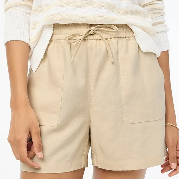 NWT 2-PACK J.Crew Linen Shorts, Pull On Neutral &amp; Black Drawstring Plus Size XXL