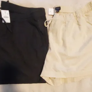 NWT 2-PACK J.Crew Linen Shorts, Pull On Neutral &amp; Black Drawstring Plus Size XXL
