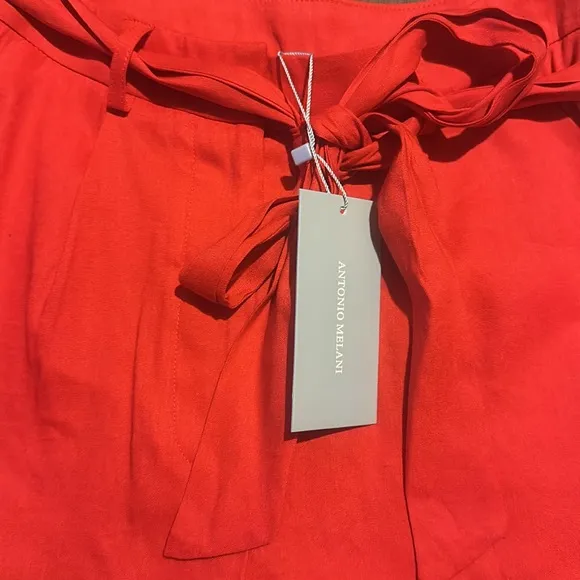 NWT Antonio Melani Amee Linen Blend Belted High Rise Shorts color popsicle