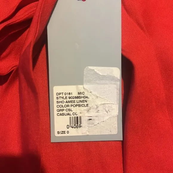 NWT Antonio Melani Amee Linen Blend Belted High Rise Shorts color popsicle