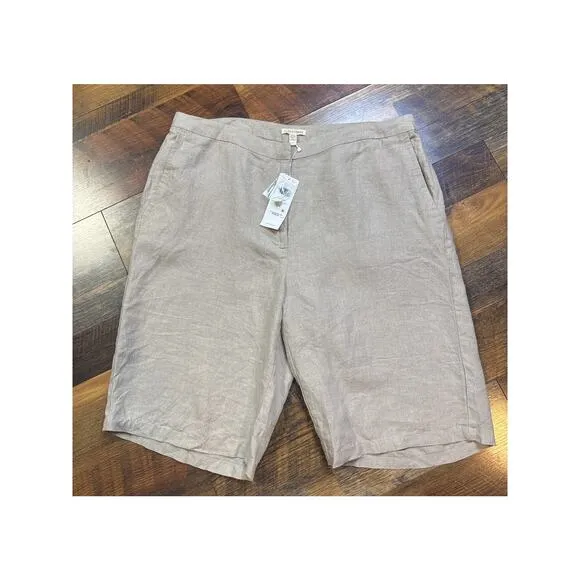 NWT Eileen Fisher Walking Shorts Organic Linen Size 14 $128