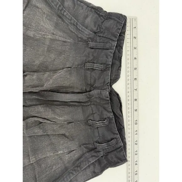 NWT Free People Calla Black Linen Blend High Rise Trouser Shorts Size 2