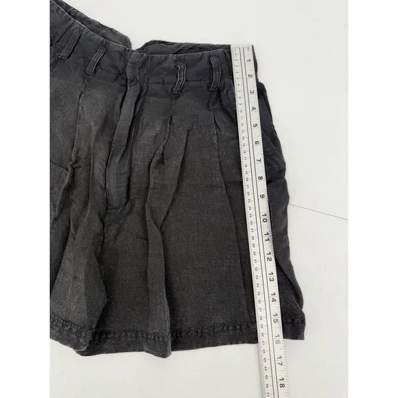 NWT Free People Calla Black Linen Blend High Rise Trouser Shorts Size 2