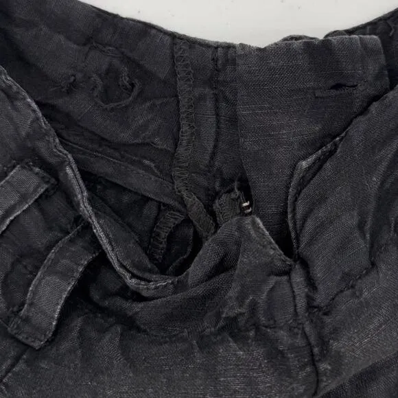 NWT Free People Calla Black Linen Blend High Rise Trouser Shorts Size 2