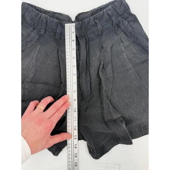 NWT Free People Calla Black Linen Blend High Rise Trouser Shorts Size 2