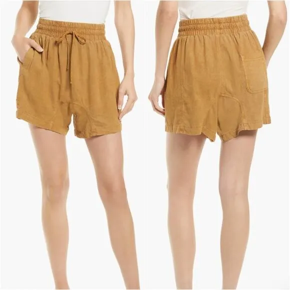 NWT Free People Need To Escape Savanna Linen Blend Pull On Shorts Size XS