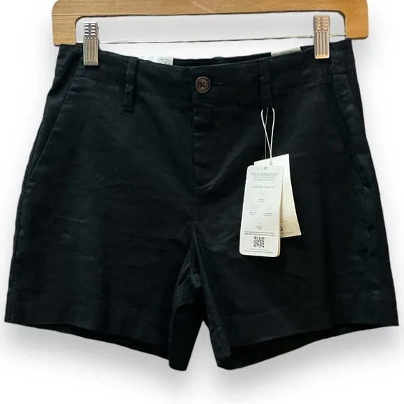 NWT Level 99 black short size 2 24 4 26 luxury boutique brand linen tencel blend