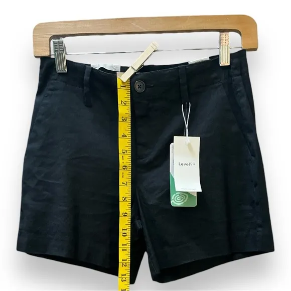 NWT Level 99 black short size 2 24 4 26 luxury boutique brand linen tencel blend