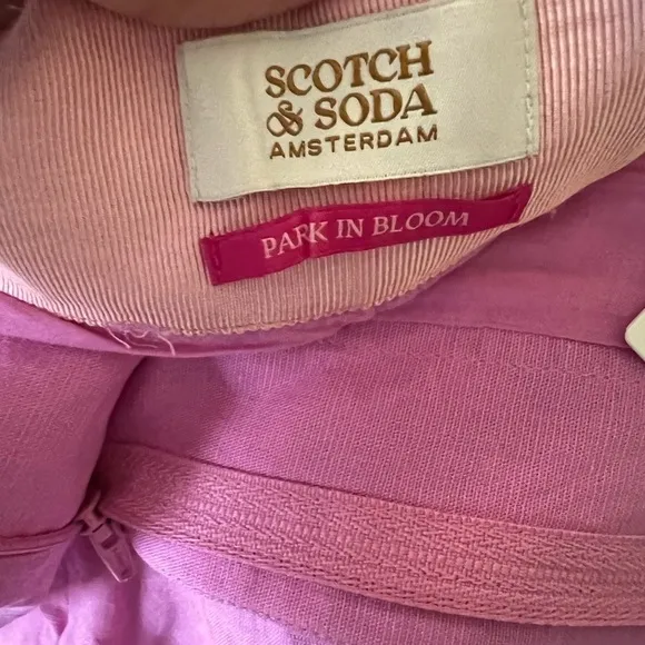 NWT SCOTCH AND SODA High-Rise Linen Tie Bubblegum Pink Shorts Sz L