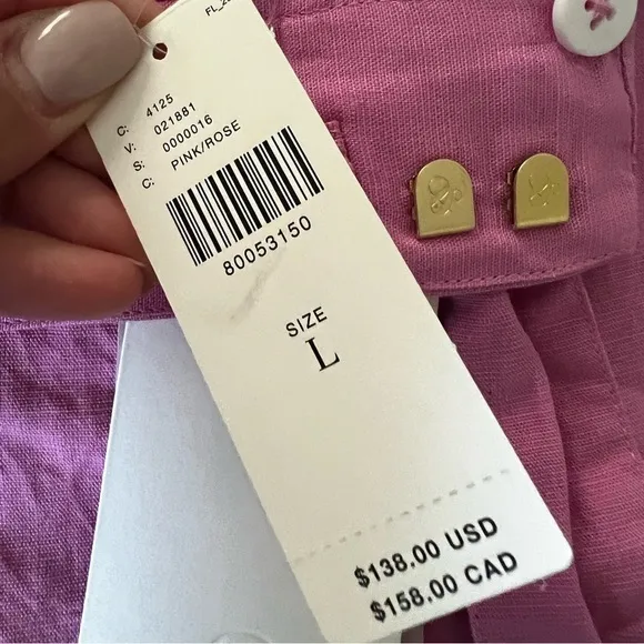 NWT SCOTCH AND SODA High-Rise Linen Tie Bubblegum Pink Shorts Sz L