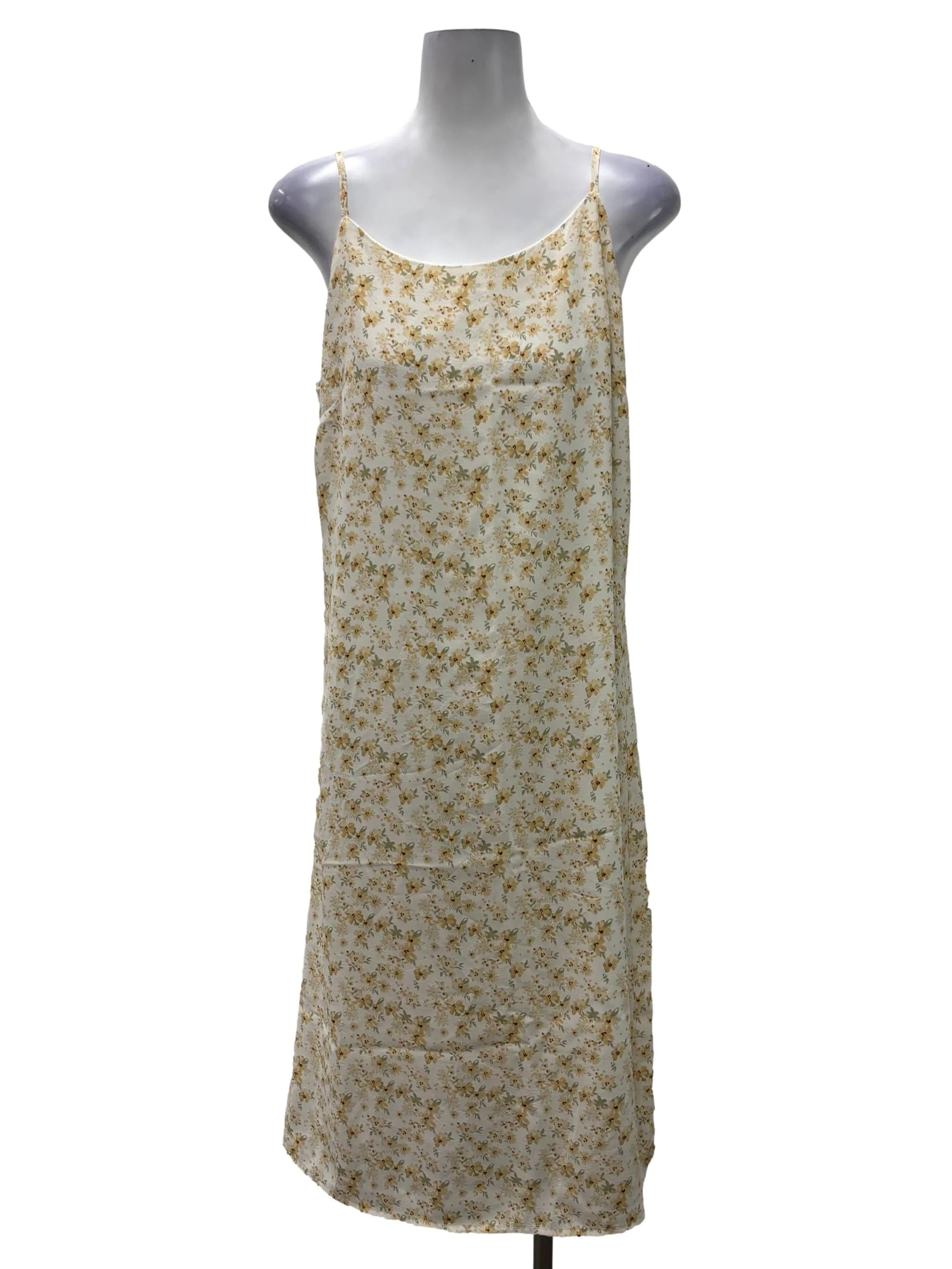 Orange Floral V-Neck Cami Midi Dress