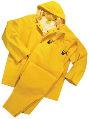 ORS Nasco 3-pc Rainsuit, Jacket/Hood/Overalls, 0.35 mm, PVC Over Polyester, Yellow, Medium, 9000-M