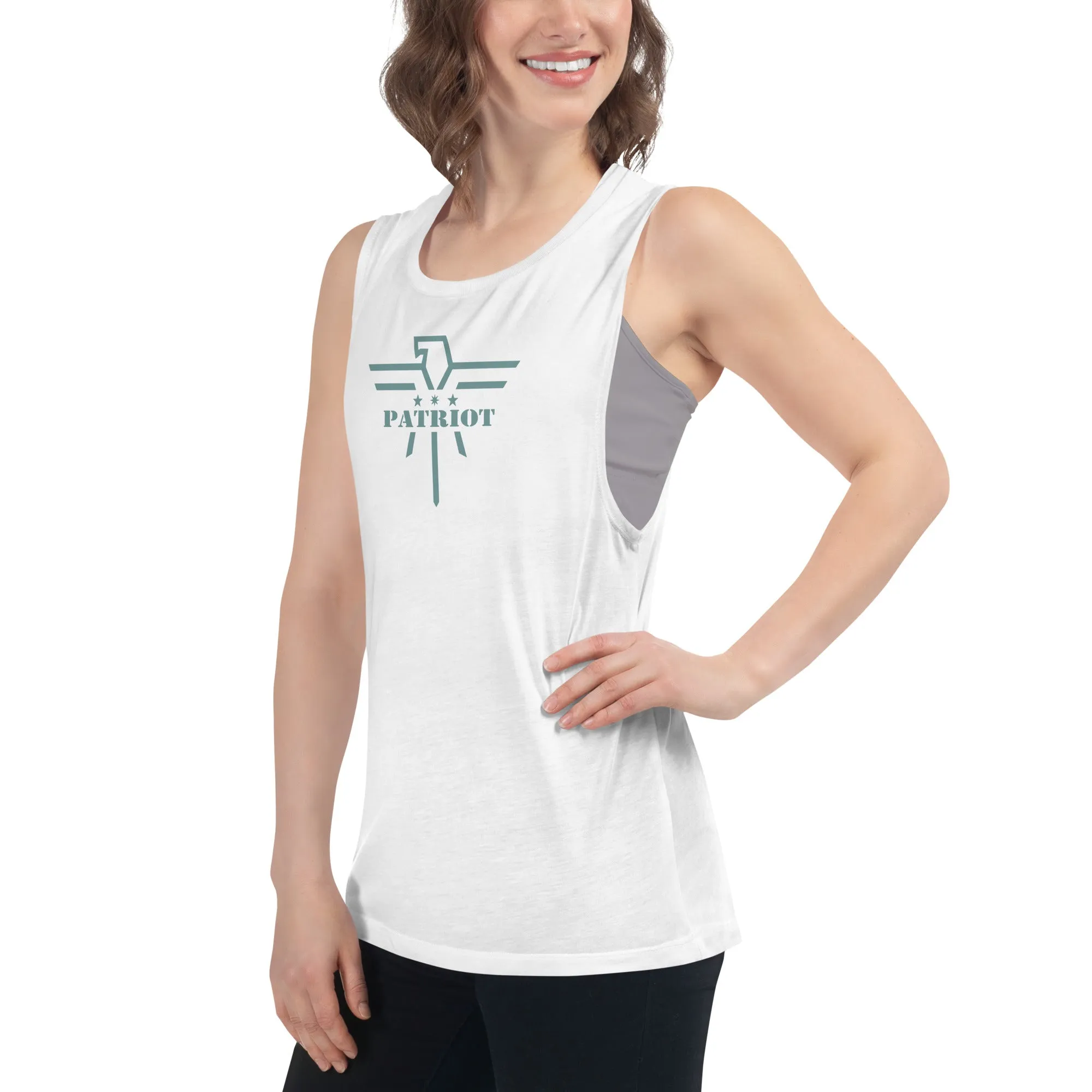 Patriot Eagle Sage Logo Ladies’ Muscle Tank