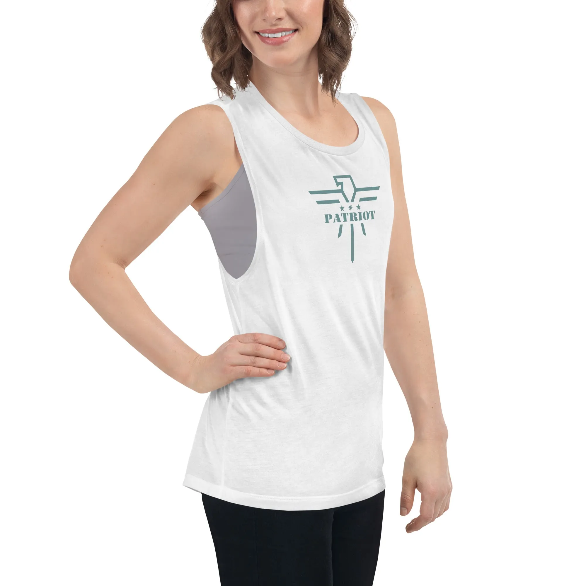 Patriot Eagle Sage Logo Ladies’ Muscle Tank
