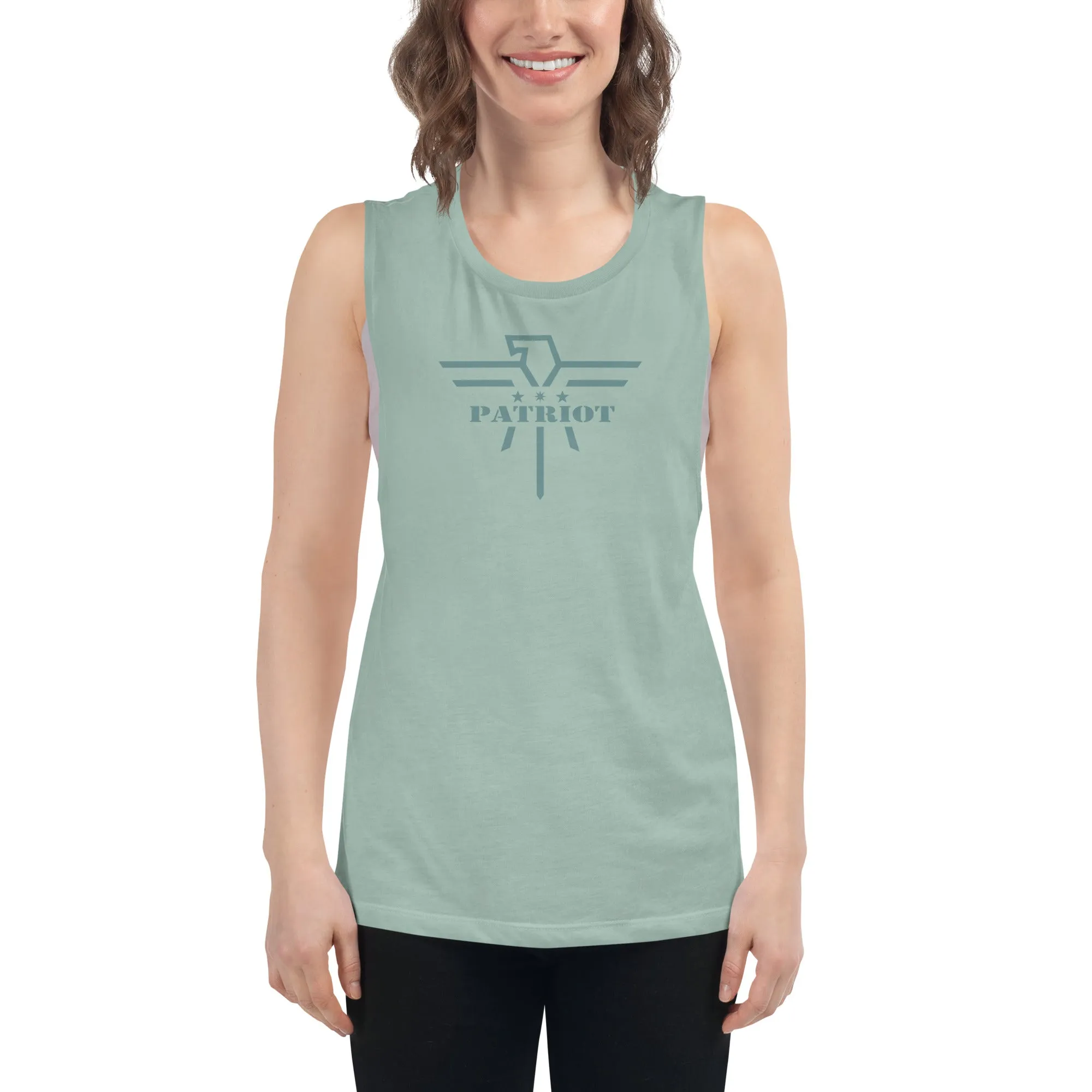 Patriot Eagle Sage Logo Ladies’ Muscle Tank