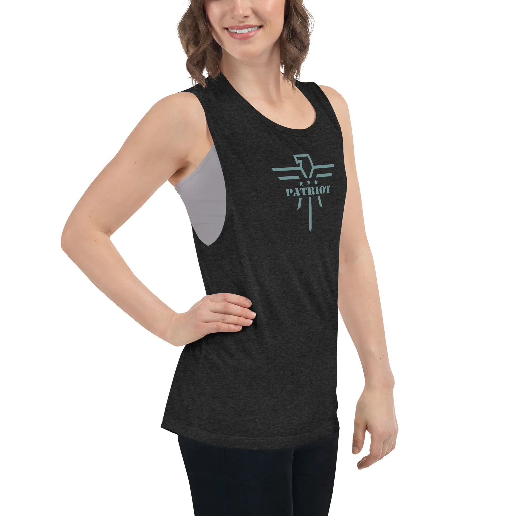 Patriot Eagle Sage Logo Ladies’ Muscle Tank