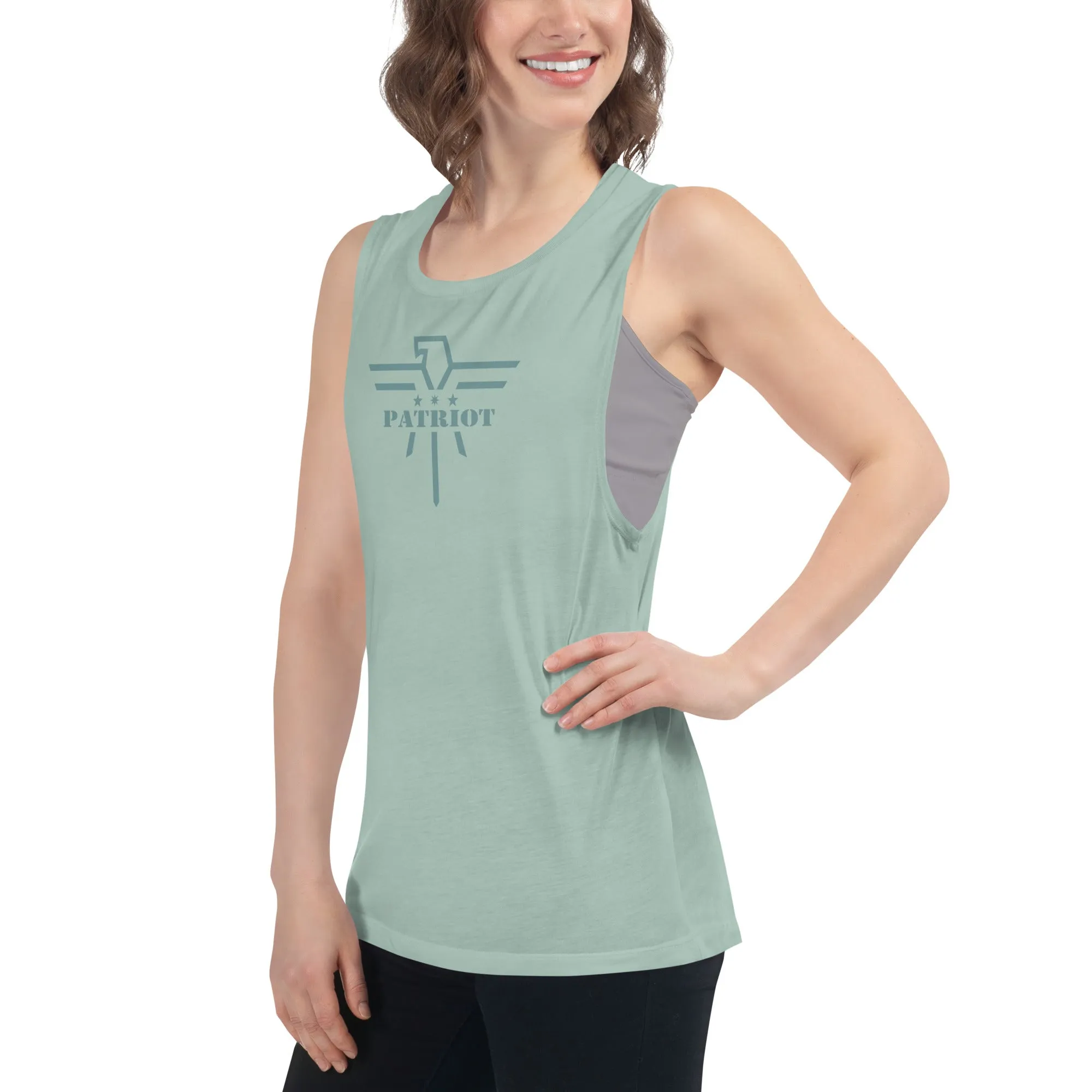 Patriot Eagle Sage Logo Ladies’ Muscle Tank