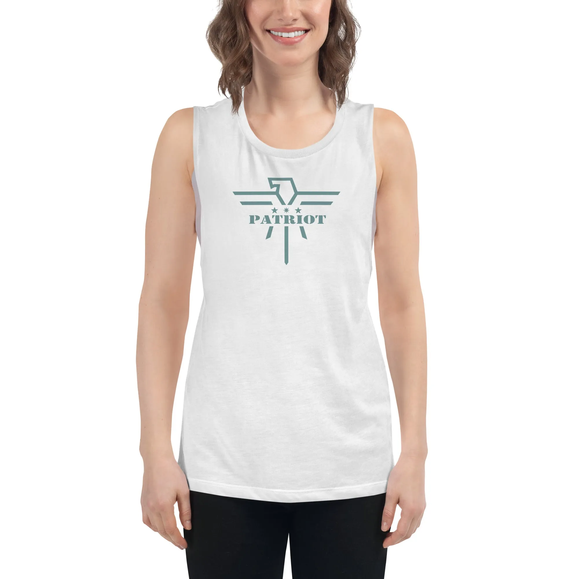 Patriot Eagle Sage Logo Ladies’ Muscle Tank