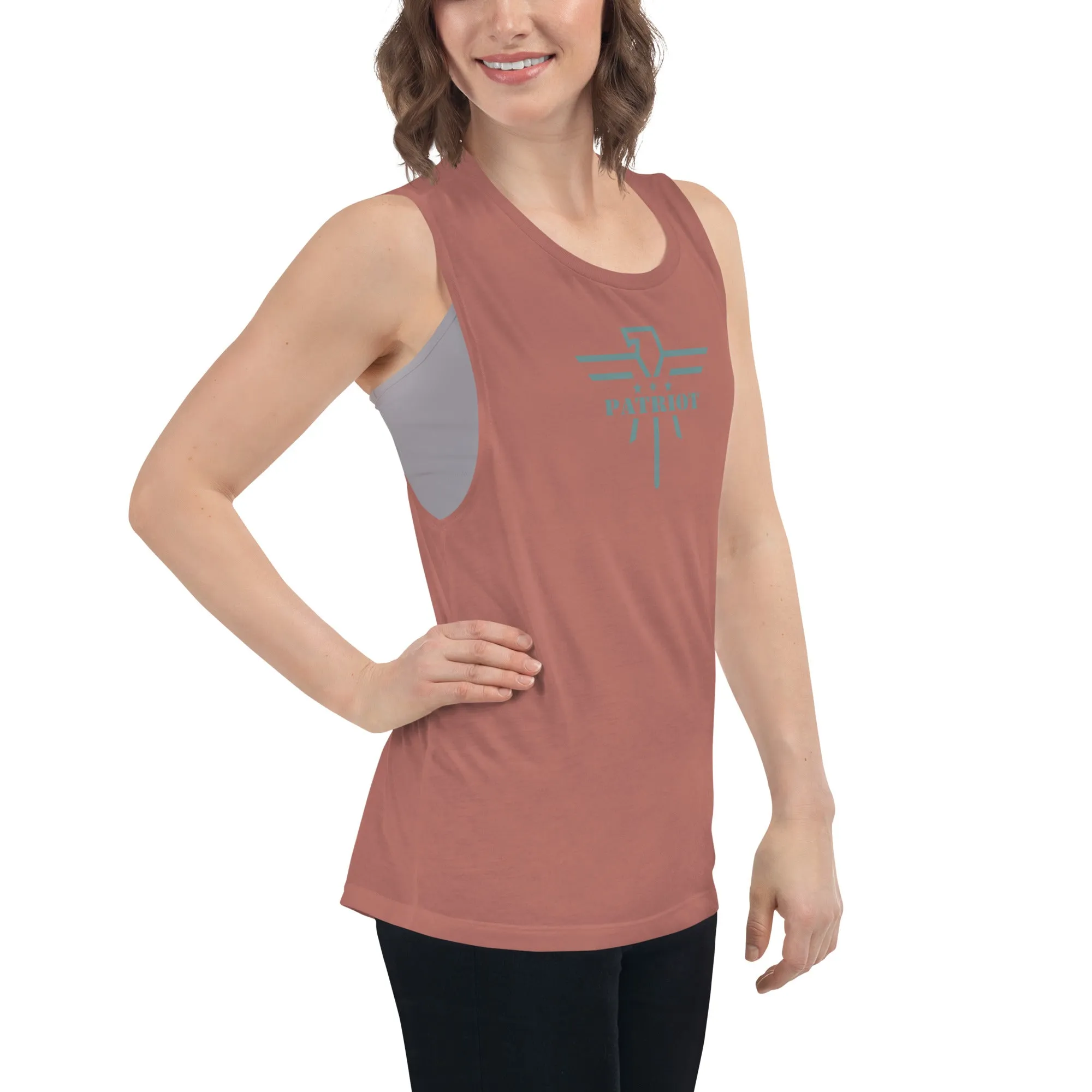 Patriot Eagle Sage Logo Ladies’ Muscle Tank