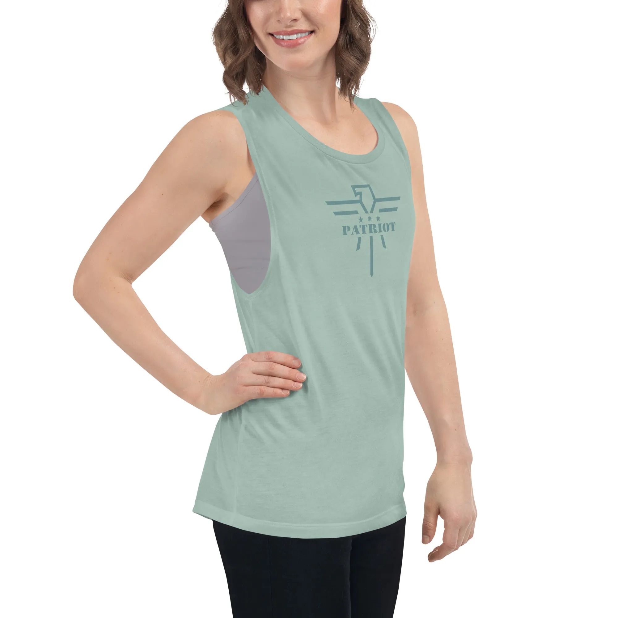 Patriot Eagle Sage Logo Ladies’ Muscle Tank