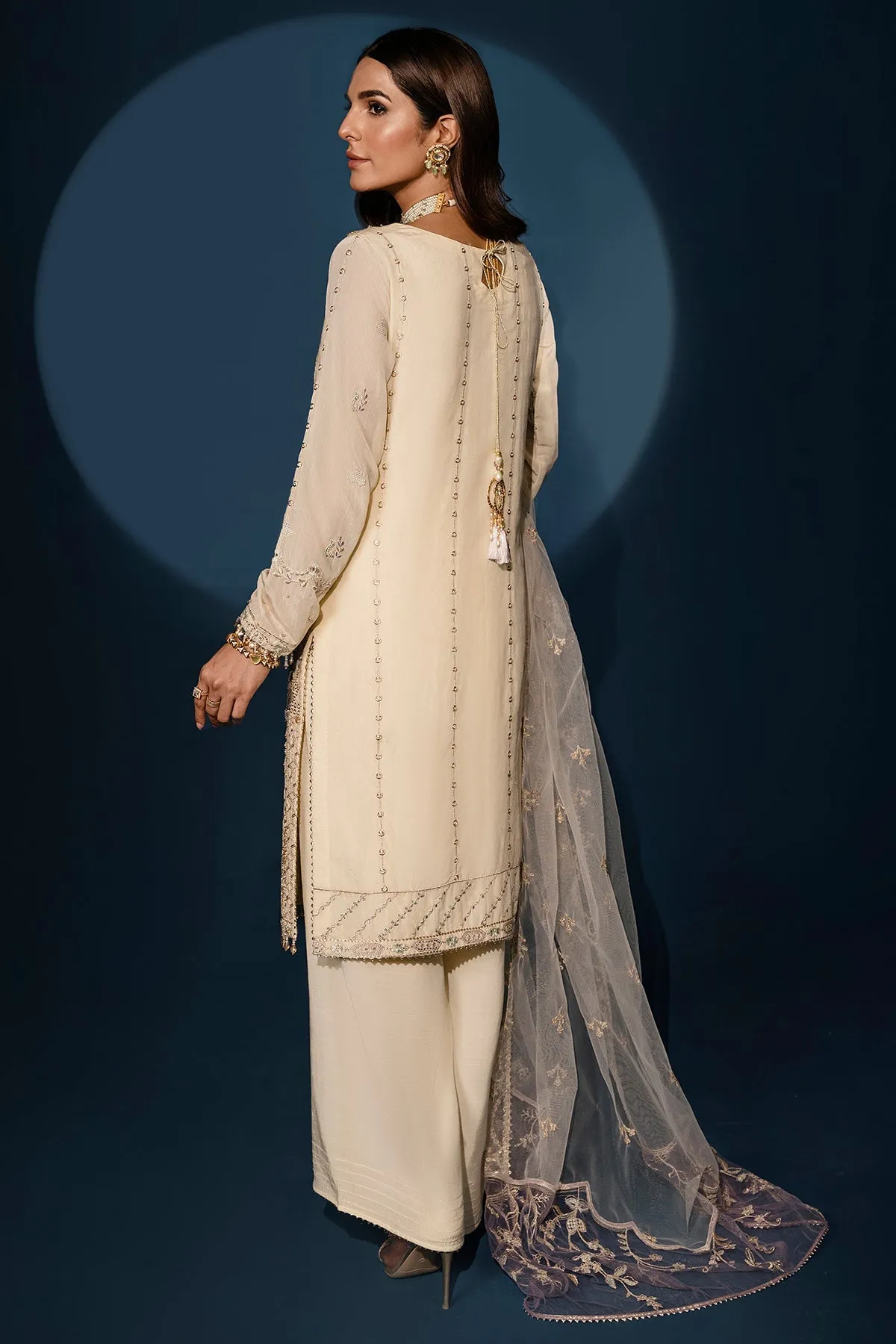 Pearl White Embroidered Pakistani Salwar Kameez Dupatta Suit