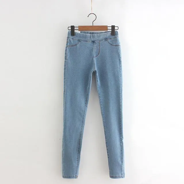 Pencil Elastic Waist Jeans