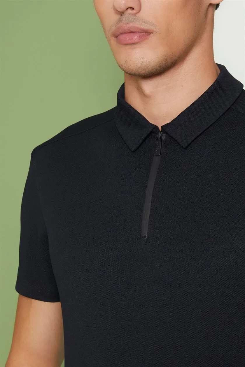 Perona   I   Mens-Thirts & Polos -Polos -Kenichi-Pma-Fv21-3002-Zip-Black  AS7525