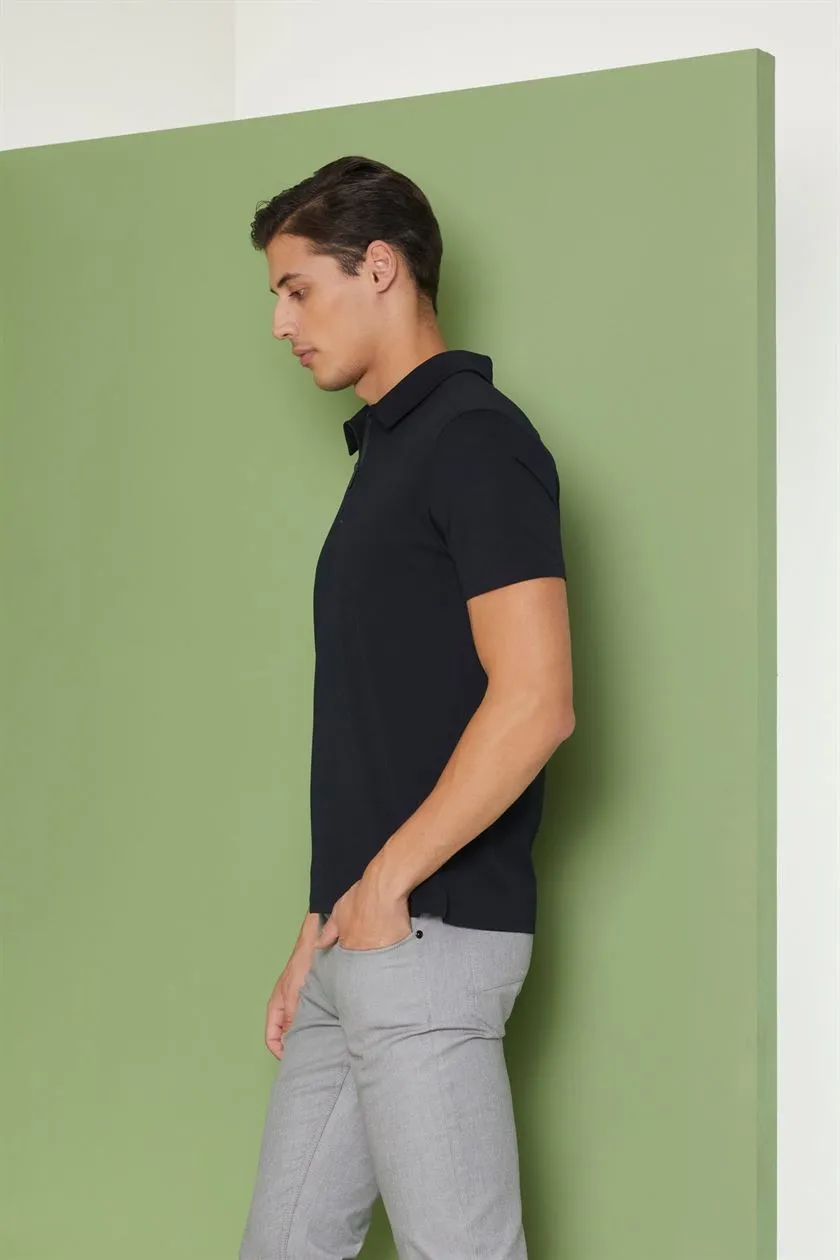Perona   I   Mens-Thirts & Polos -Polos -Kenichi-Pma-Fv21-3002-Zip-Black  AS7525