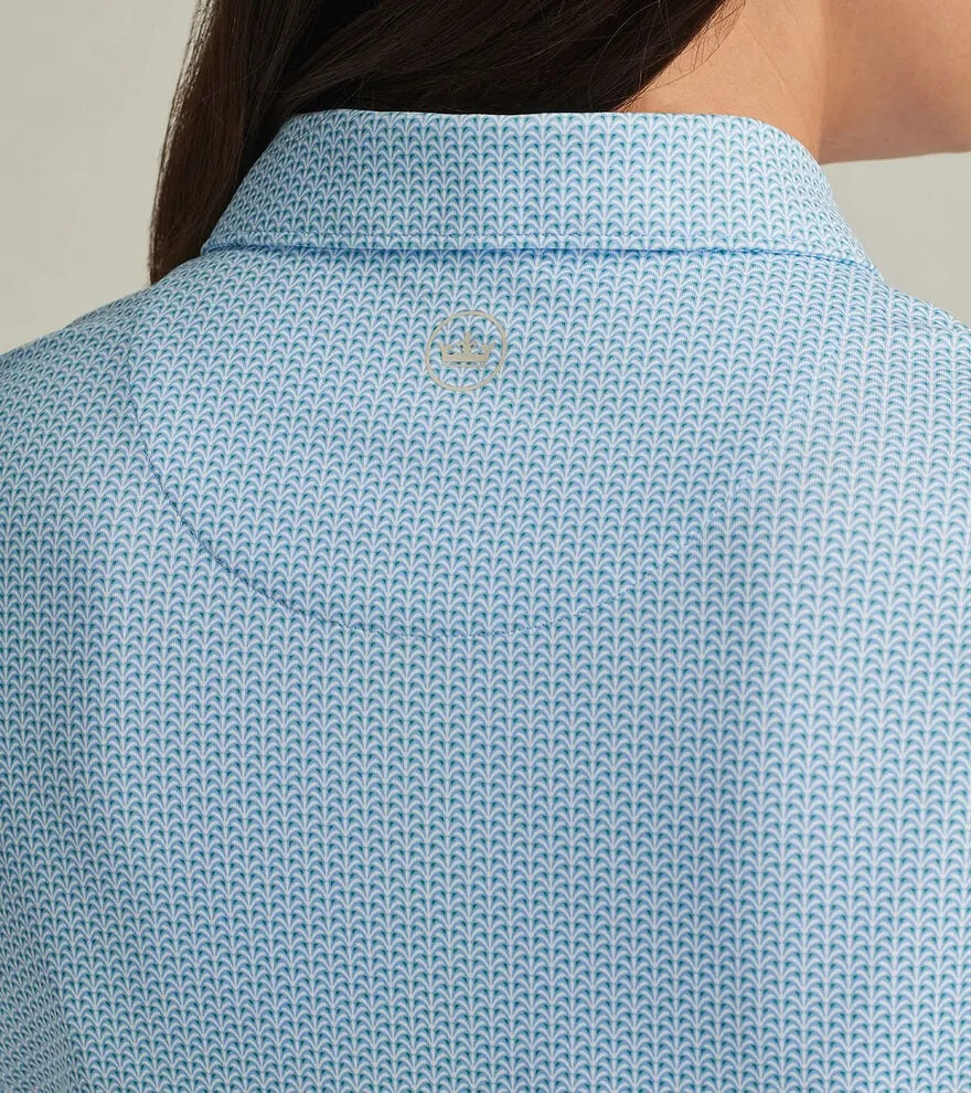 Peter Millar Ladies Trillium Neat Short Sleeve Button Polo - Cottage Blue