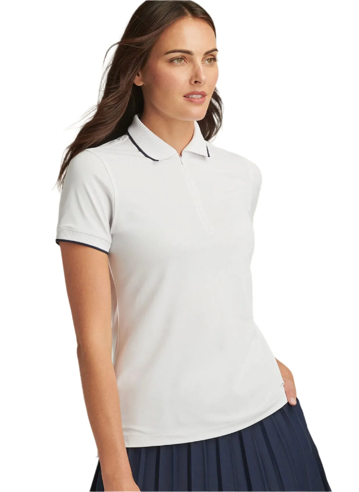 Peter Millar Whitworth Sport Mesh Polo - White/Navy