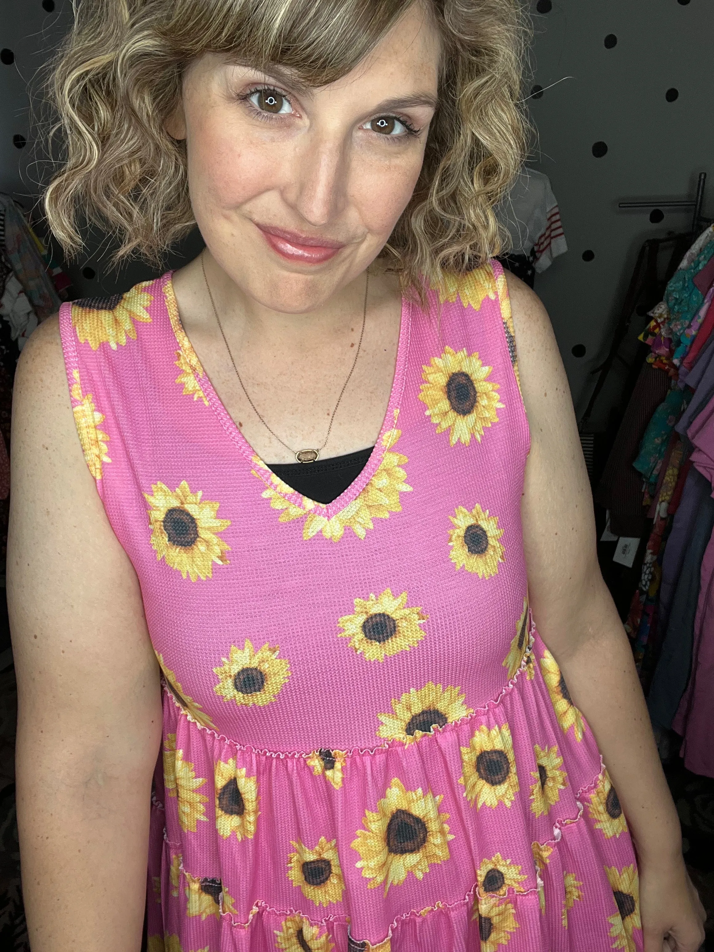 Pink Sunflower Babydoll Tank