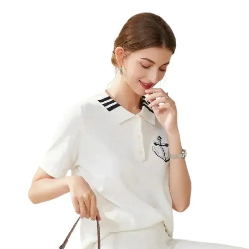 Polo marin femme