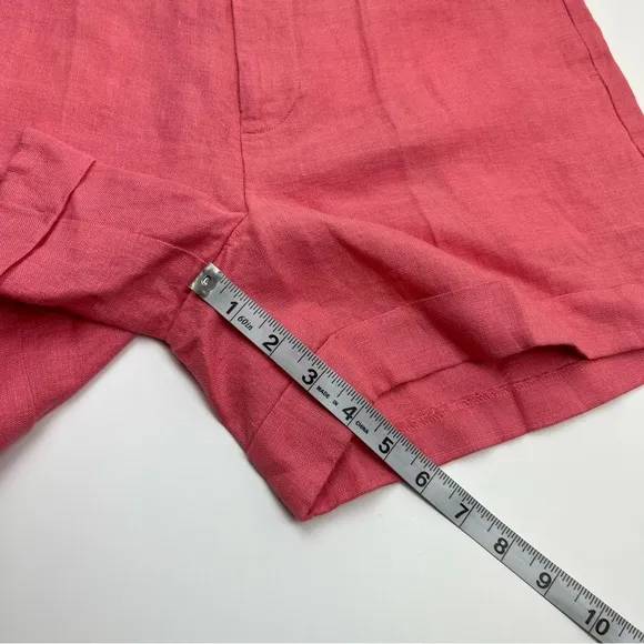 Polo Ralph Lauren Coral Pink 100% Linen Bermuda Shorts Women Size 16 Coastal NEW